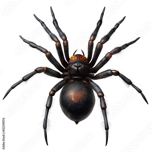 Black Spider Isolated on transparent Background