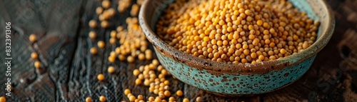 Tiny mustard seeds are commonly used in cooking and can add a flavorful kick to many dishes. photo