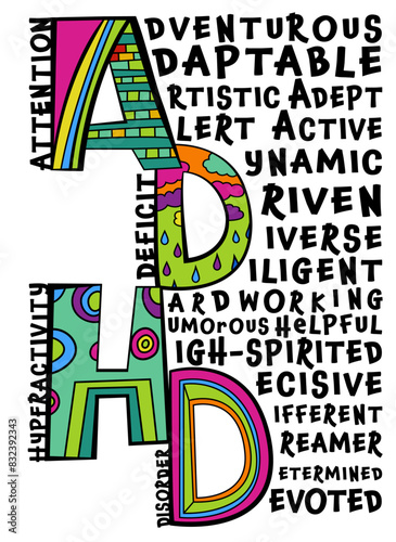 ADHD concept. Attention Deficit Hyperactivity Disorder web banner.