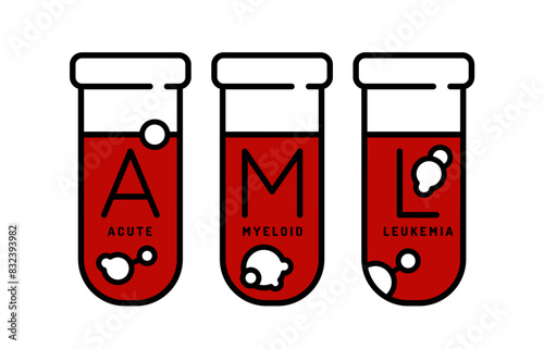 Acute myeloid leukemia logotype. Blood cancer symbol.
