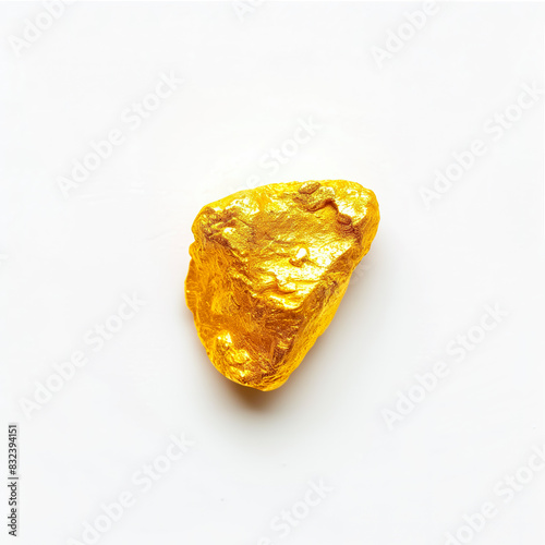 Golden stones on white background isolated close up, gold nuggets