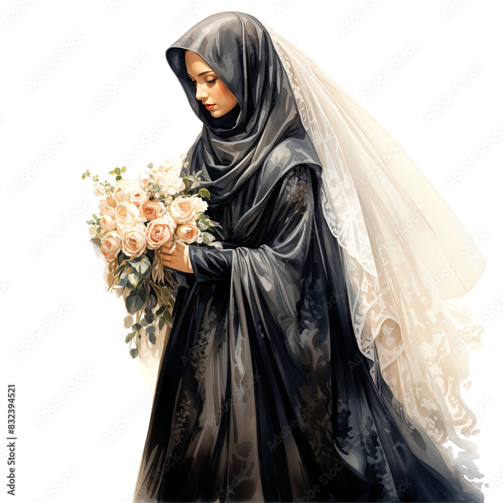 Naklejka premium bride with a bouquet