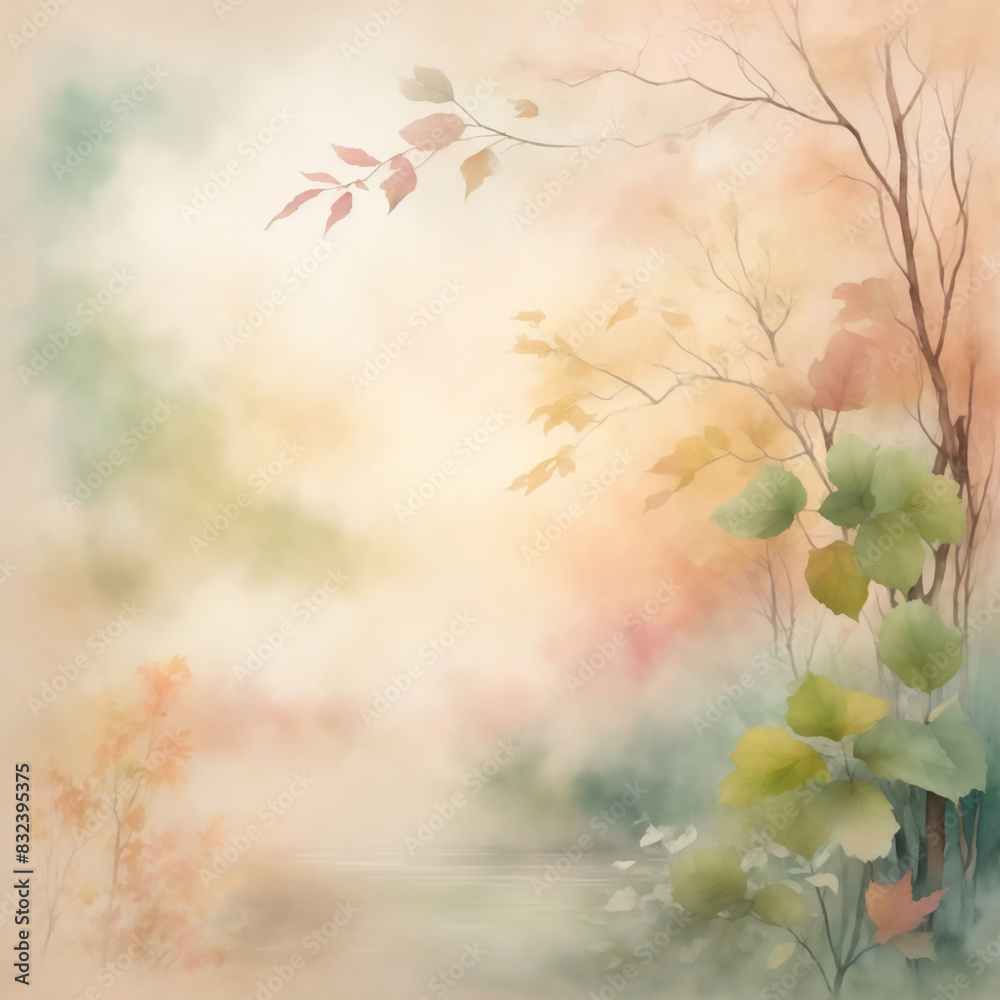 autumn graphic background with leaves and space for text