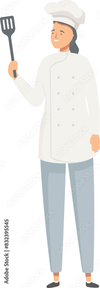 Vector illustration of a chef in uniform holding a spatula, ideal for culinary themes Vector illustration of a chef in uniform holding a spatula, ideal for culinary themes