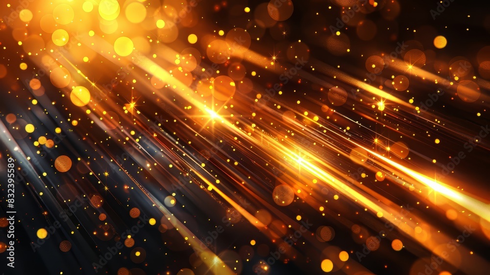 Fototapeta premium Vibrant Yellow and Black Background With Bright Lights