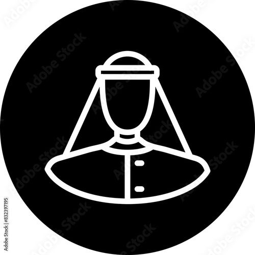 traditional arabic dress man Line White Circle Black Icon Design
