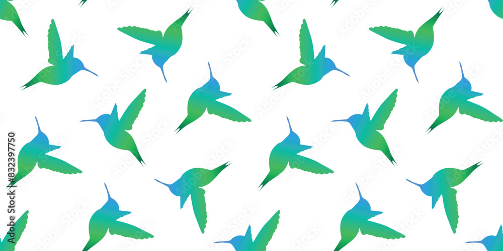 hummingbird. a shadow. the silhouette of a hummingbird. Feathered. vector. black color. on a white background. seamless pattern. the pattern. animal. a wild animal. bird. Fly. traces.