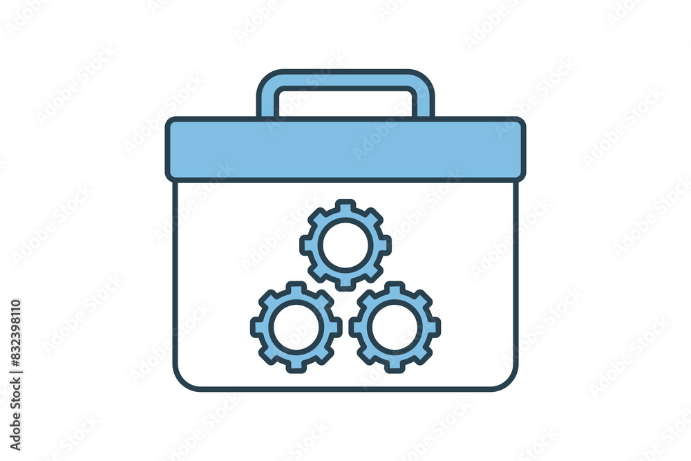 Toolbox icon. icon related to setup and setting. suitable for web site, app, user interfaces, printable etc. flat line icon style. simple vector design editable Toolbox icon. icon related to setup and setting. suitable for web site, app, user interfaces, printable etc. flat line icon style. simple vector design editable