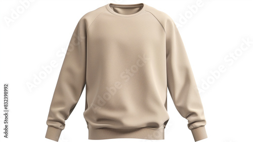 Long-sleeved trainer sweatshirt in beige for mock-up	