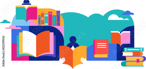 Books and Reading Concept Illustration photo