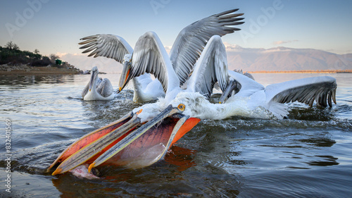 Dalmation Pelican, Lake Kerkini, Central Macdonia, Greece photo