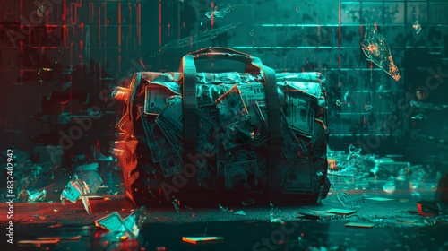 Cyberpunk money bag for a futuristic or crime themed design