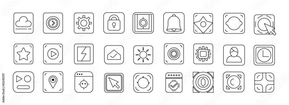 Mobile App Essentials Vector Set Icon Templates for User Interfaces Mobile App Essentials Vector Set Icon Templates for User Interfaces