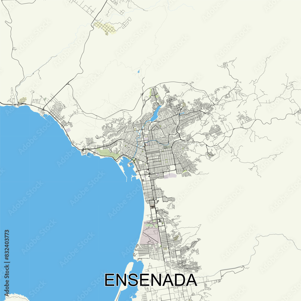 Obraz premium Ensenada, Mexico map poster art