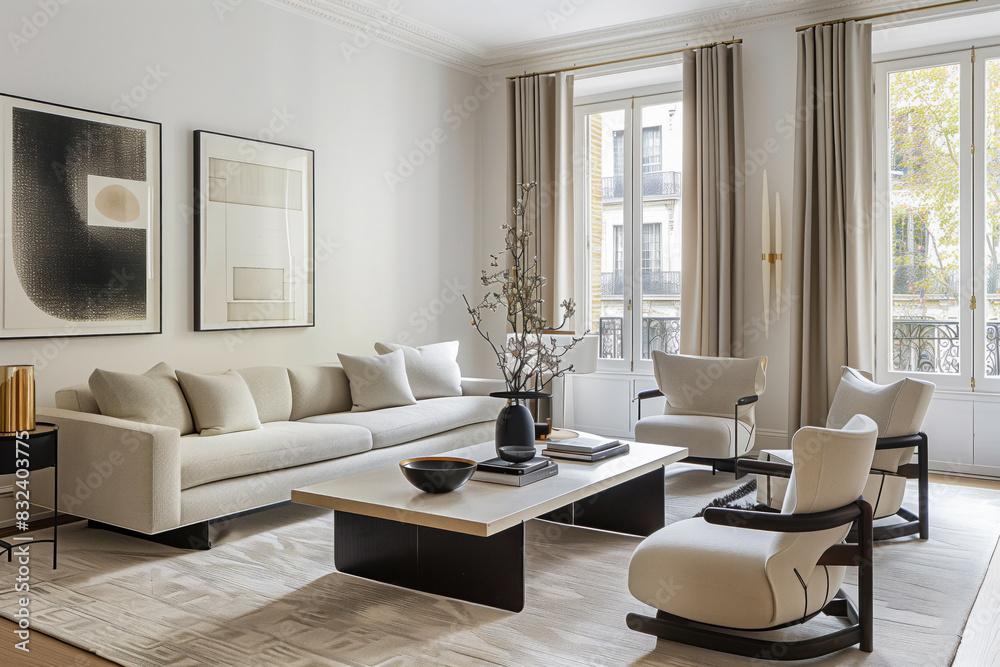 Fototapeta premium Sleekly furnished modern living room