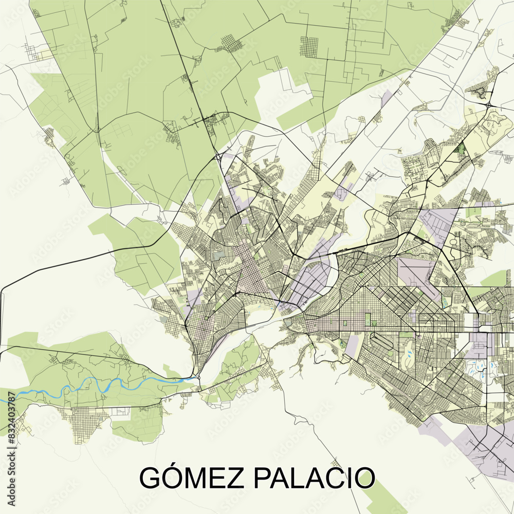 Obraz premium Gómez Palacio, Mexico map poster art