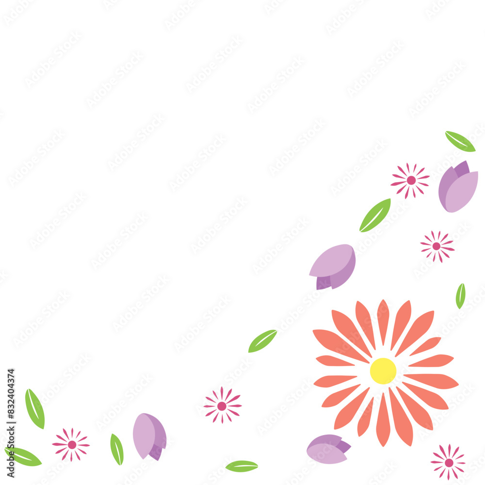 Border decorated with flowers and leaves Border decorated with flowers and leaves