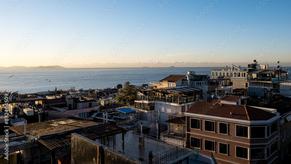 Cityscape of Istanbul from Fatih, view including the Bosporus, the world's busiest waterway for international navigation, Istanbul Province, Turkey Cityscape of Istanbul from Fatih, view including the Bosporus, the world's busiest waterway for international navigation, Istanbul Province, Turkey