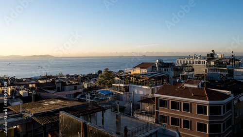 Cityscape of Istanbul from Fatih, view including the Bosporus, the world's busiest waterway for international navigation, Istanbul Province, Turkey