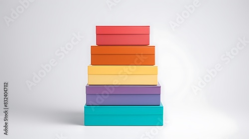 Isolated multicolored box set against a spotless white backdrop.