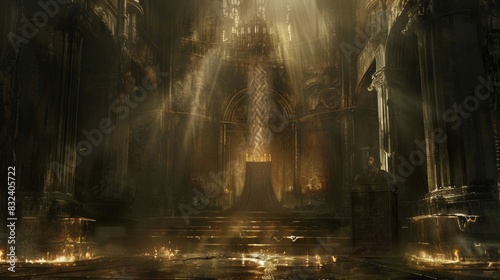 Dark Gothic Cathedral with Rays of Light for Fantasy or Horror Themed Designs © Yusif
