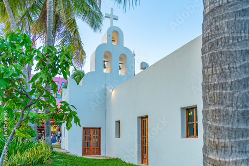 View of Capilla de Nuestra Senora del Carmen, Playa del Carmen, Quintana Roo, Caribbean Coast, Yucatan Peninsula, Riviera Maya photo