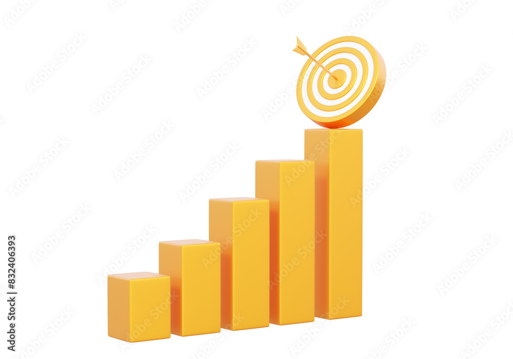 Growth golden target planning embroidered arrow statistics finance chart graph analytics optimization stock economy market trading investing business development concept. 3d render illustration Growth golden target planning embroidered arrow statistics finance chart graph analytics optimization stock economy market trading investing business development concept. 3d render illustration
