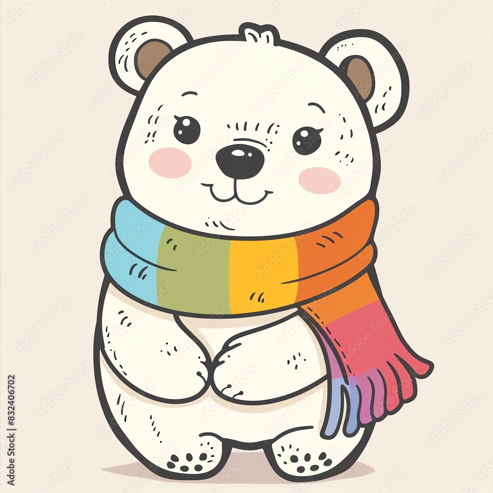 Frosted Bear with a rainbow color scarf Frosted Bear with a rainbow color scarf