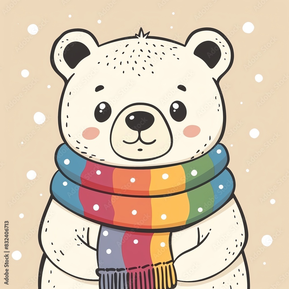 Frosted Bear with a rainbow color scarf Frosted Bear with a rainbow color scarf
