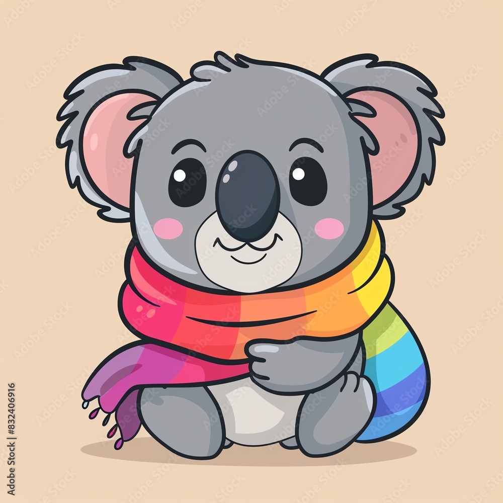Augmented Koala with a rainbow color scarf Augmented Koala with a rainbow color scarf