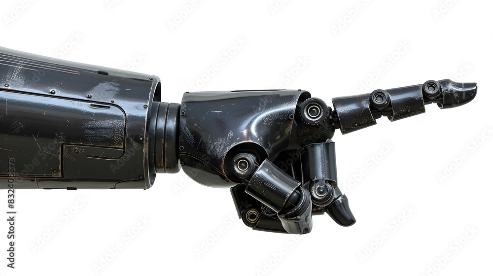 Robot hand pointing index finger, showing gesture, isolated on transparency background. technology of artificial intelligence , PNG cut out Robot hand pointing index finger, showing gesture, isolated on transparency background. technology of artificial intelligence , PNG cut out