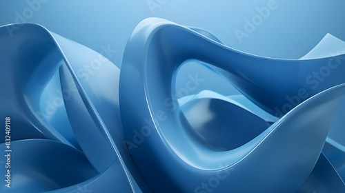 3d render, abstract modern blue background, folded ribbons macro, fashion wallpaper with wavy layers and ruffles photo
