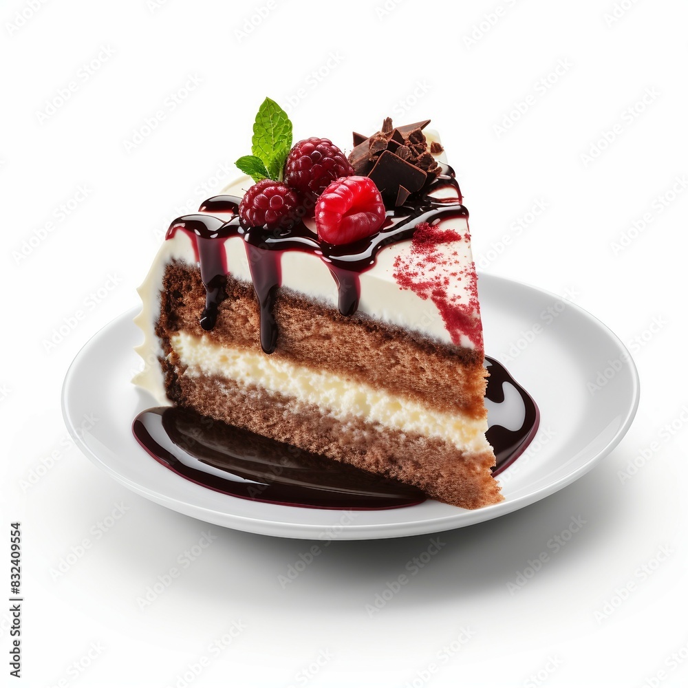 piece of chocolate cake on a plate piece of chocolate cake on a plate