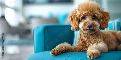 Coco a pampered poodle lounges in a luxury penthouse with refined elegance. Concept Pampered Poodle, Luxury Penthouse, Refined Elegance photo