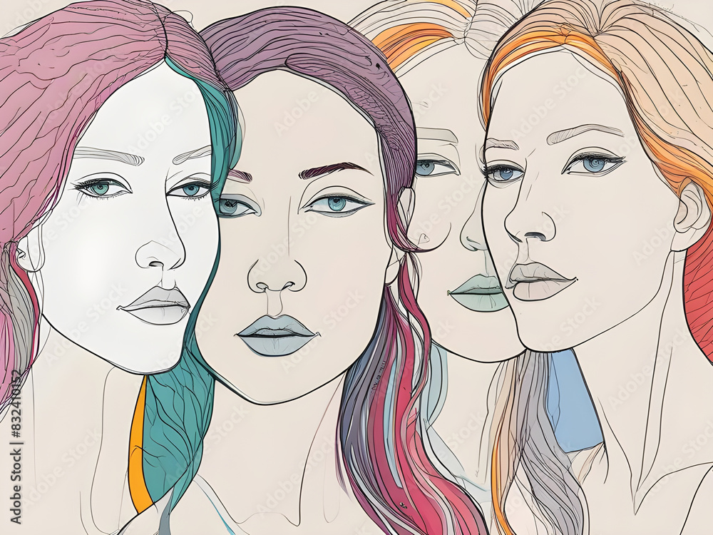Soft and simple irregular abstract female face Soft and simple irregular abstract female face
