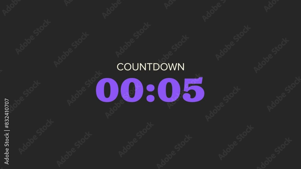 countdown video five minute on black background