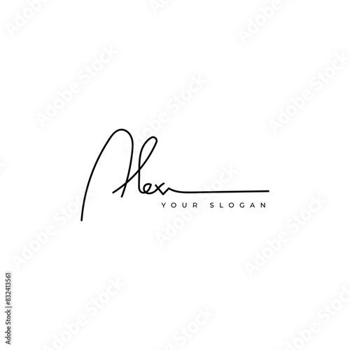 Alex name signature logo vector design