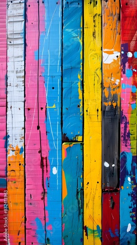 a coloful painted fence in different colors