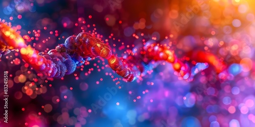 DNA strand with red markers indicating methylation linked to schizophrenia in newborns. Concept Genetics, DNA Methylation, Schizophrenia, Newborn Health, Medical Research © Ян Заболотний