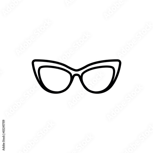 Cat-eye sunglasses black line icon. Summer clothes.