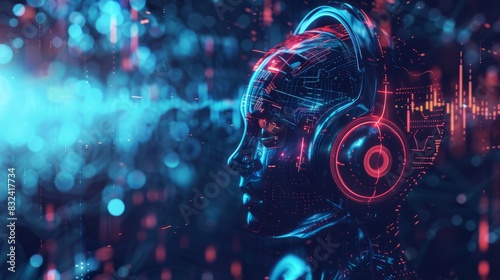 Obraz na płótnie audio AI, digital background. copy space w salonie