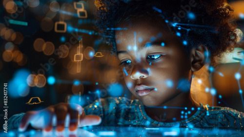 black child with digital tablet