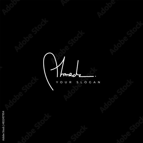 Ahmed name signature logo vector design photo