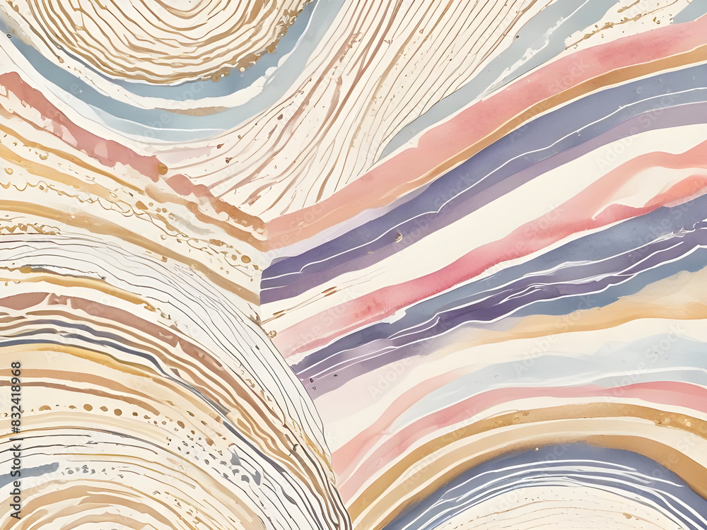Fototapeta Soft and simple colorful irregular abstract watercolor waves