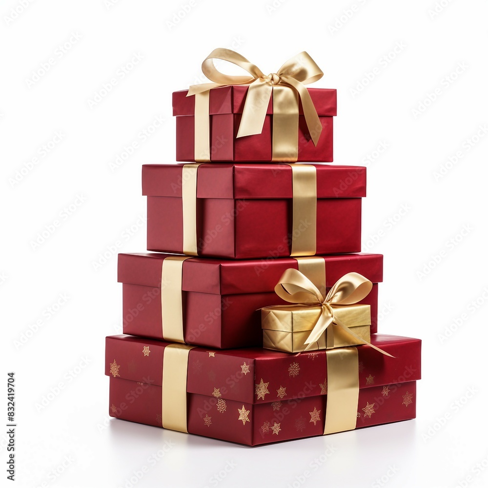 Fototapeta premium red gift boxes in a pile