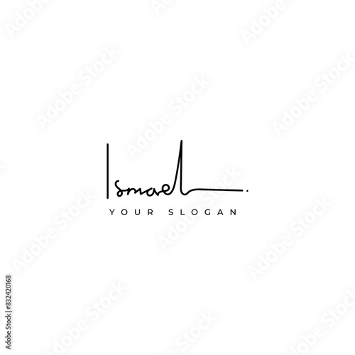 Ismael name signature logo vector design photo