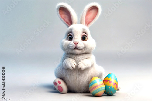 3d cartoon cute easter bunny in a white background adorable rabbit
