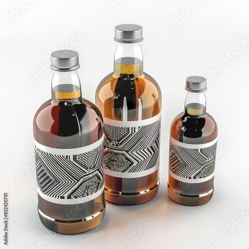 3D model of Custom printed bottle labels and shrink sleeves for branding