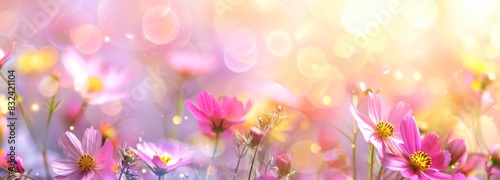 Flower composition made of fresh colorful flowers on light pastel background. Holiday floral concept with copy space.