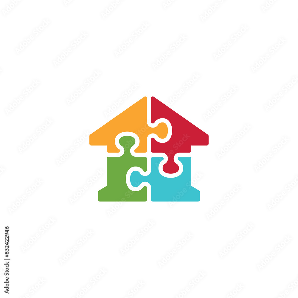 puzzle home logo design puzzle home logo design